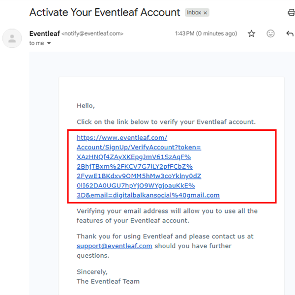 After hitting next, you will receive a confirmation email to activate your account.