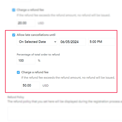 Allow late cancellations until