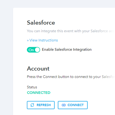 The integration status should now be shown as connected