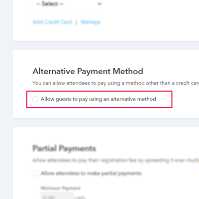 allow guests to pay using an alternative method