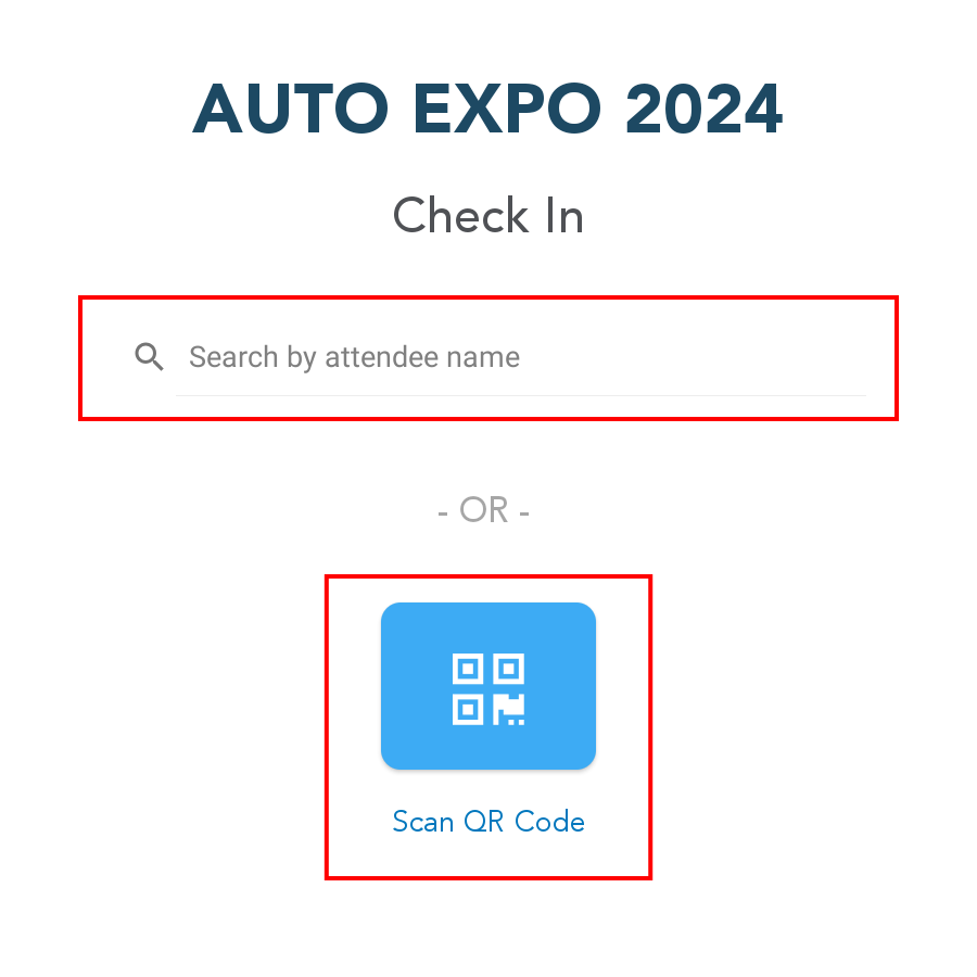 As attendees arrive, search for their names or scan their QR codes using the app