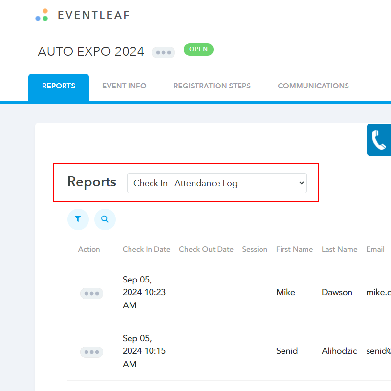 Check In - Attendance Log