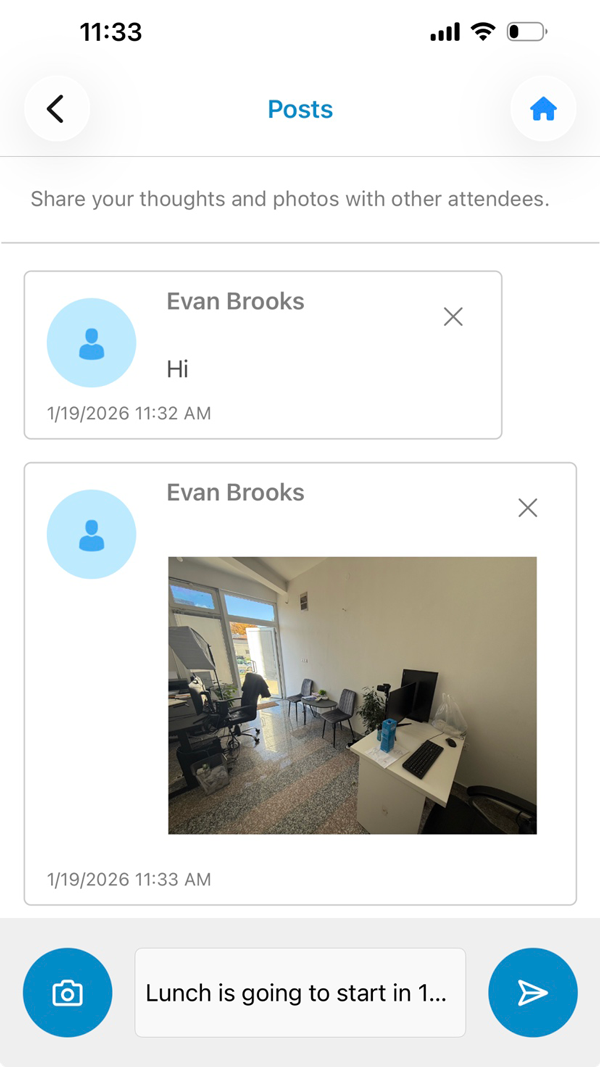 To share/send a message to everyone, type the message and click on the send icon.